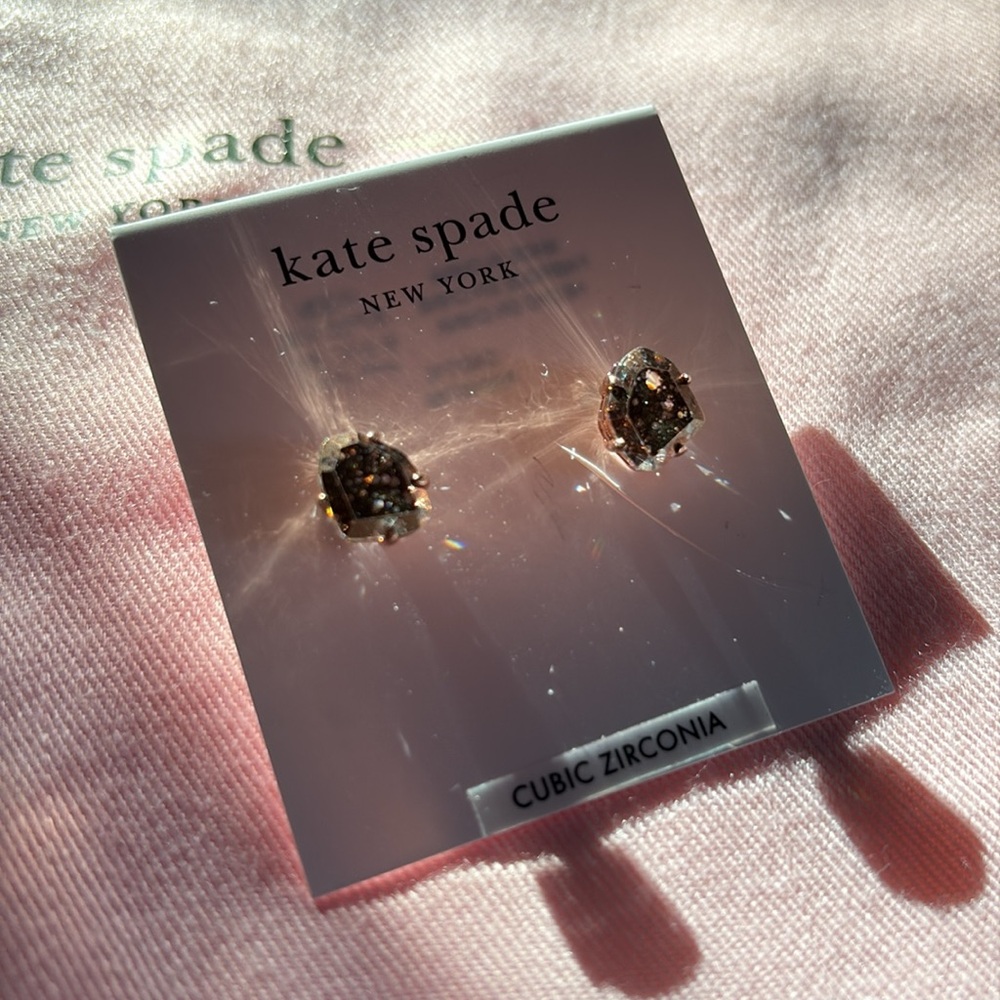 Rare Kate Spade Brown Cubic Zirconia Stone earrings in Rose Gold